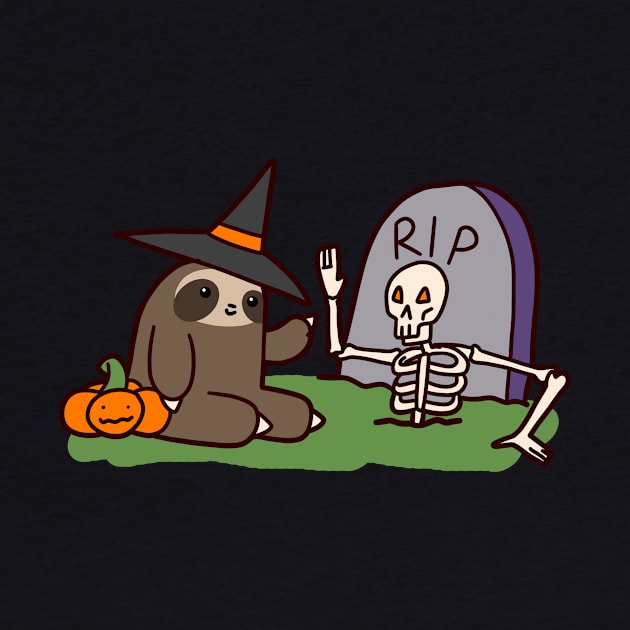 Sloth and Spooky Skeleton by saradaboru